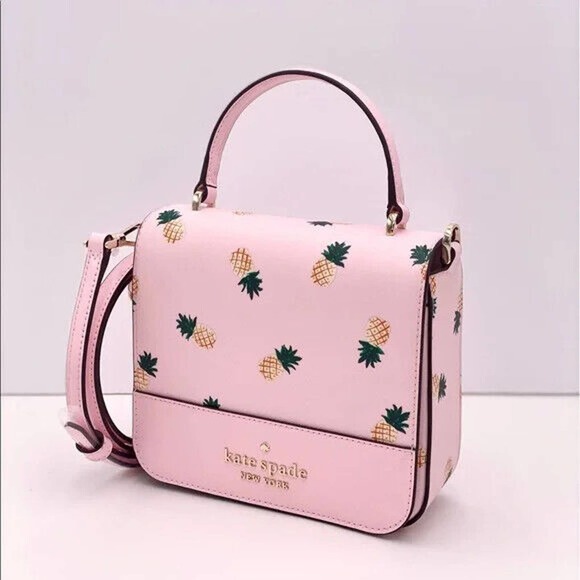 G Kate Spade Staci Square Pineapp Crossbody Pink Saffiano K7629 NWT $299 MSRP FS - Picture 7 of 14